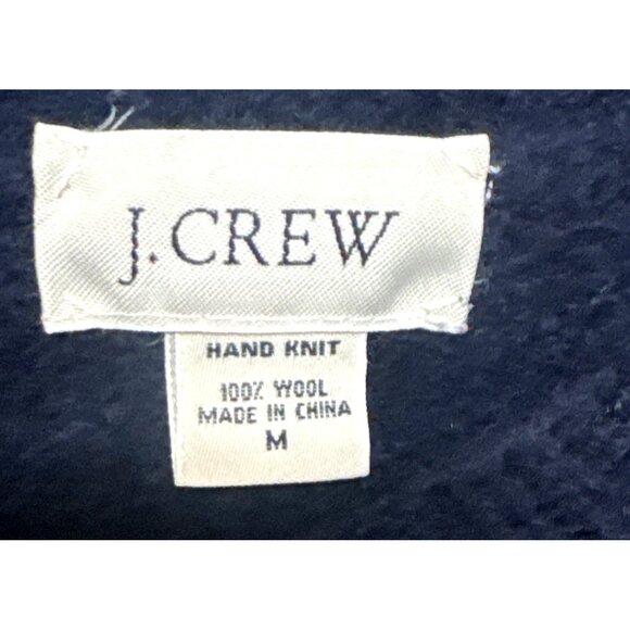 J. Crew Sweater Men M Blue Snowflake 100% Wool Hand Knit Heavyweight Winter Snow - Picture 3 of 7